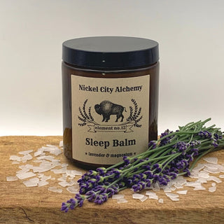 An 8oz jar of Nickel City Alchemy Sleep Balm